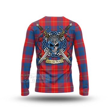 Blane Tartan Long Sleeve T-Shirt with Family Crest Celtic Skull Style