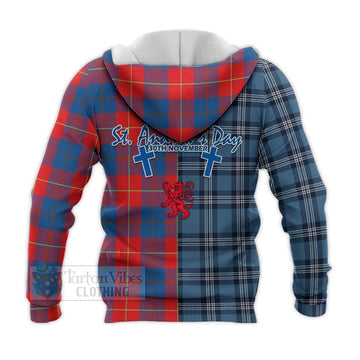 Blane Tartan Knitted Hoodie Happy St. Andrew's Day Half Tartan Style