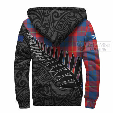 Blane Crest Tartan Sherpa Hoodie with New Zealand Silver Fern Half Style