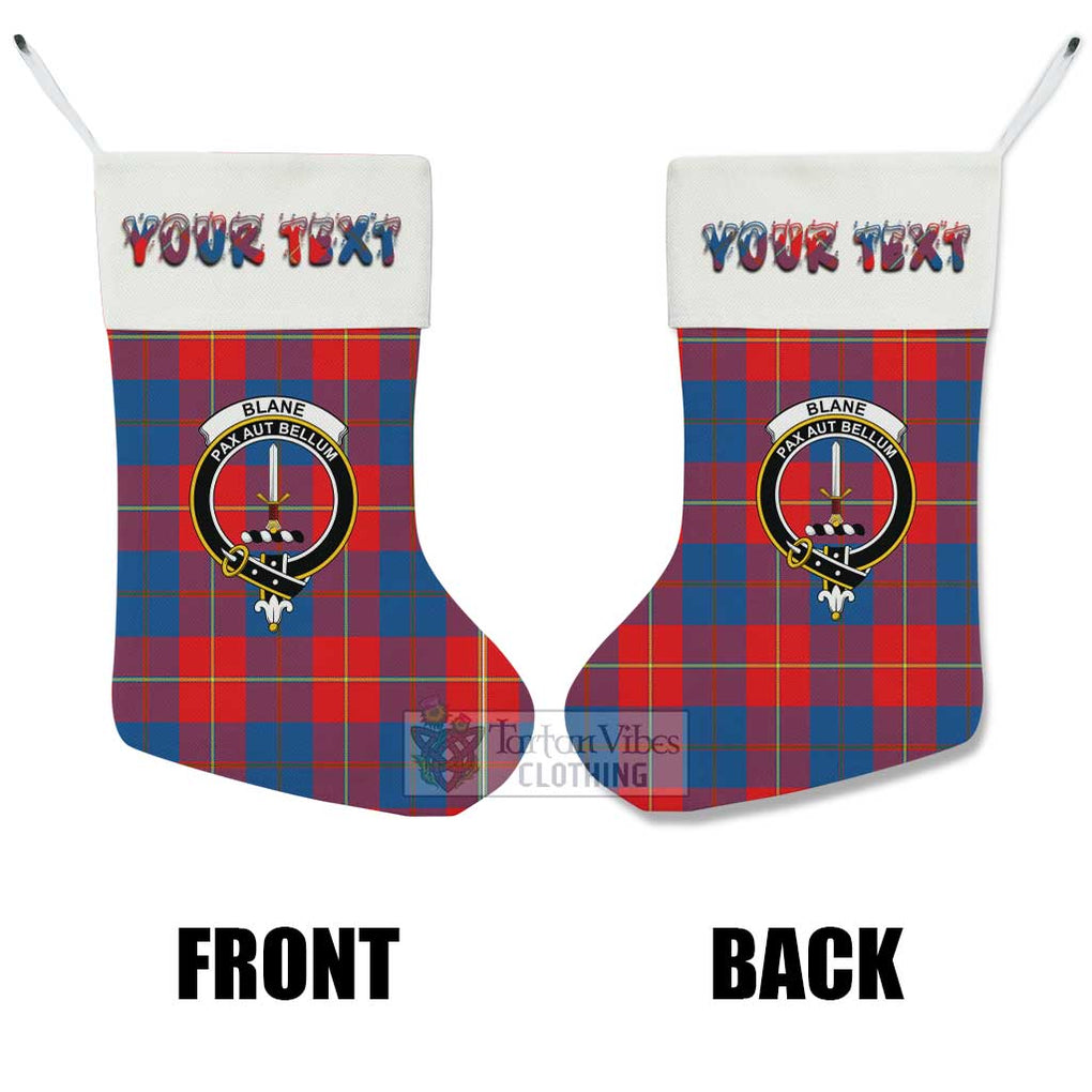 Tartan Vibes Clothing Blane Tartan Family Crest Christmas Stocking with Personalized Text