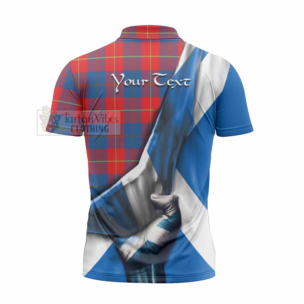 Tartan Vibes Clothing Blane Tartan Zipper Polo Shirt with Family Crest Scotland Patriotic Style