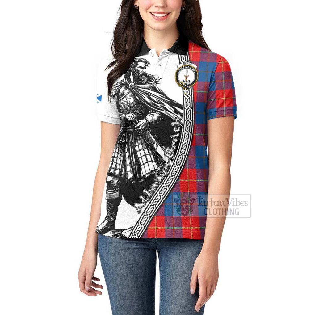 Tartan Vibes Clothing Blane Tartan Clan Crest Women's Polo Shirt with Highlander Warrior Celtic Style