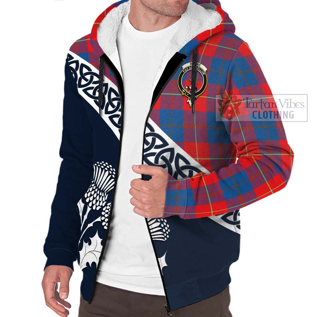 Tartan Vibes Clothing Blane Tartan Sherpa Hoodie Featuring Thistle and Scotland Map