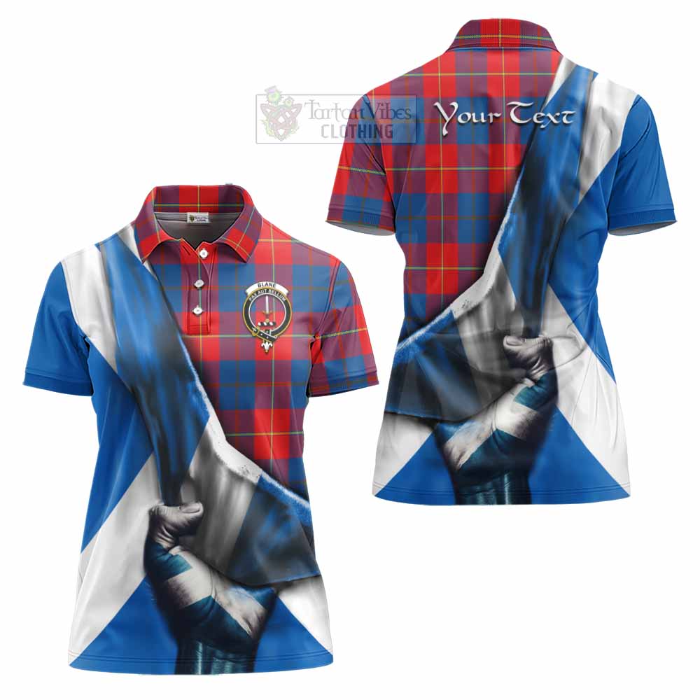 Tartan Vibes Clothing Blane Tartan Women's Polo Shirt with Family Crest Scotland Patriotic Style