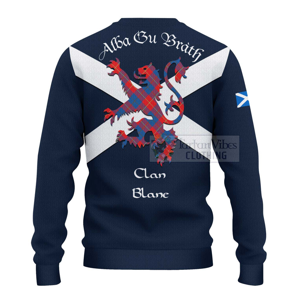 Tartan Vibes Clothing Blane Tartan Lion Rampant Knitted Sweater – Proudly Display Your Heritage with Alba Gu Brath and Clan Name