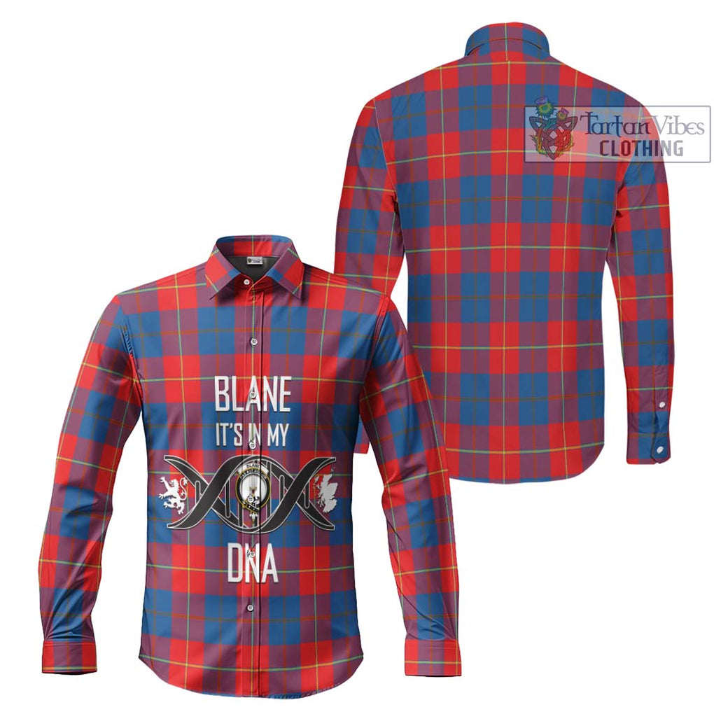 Blane Tartan Long Sleeve Button Shirt with Family Crest DNA In Me Style Men's Shirt - Tartanvibesclothing Shop