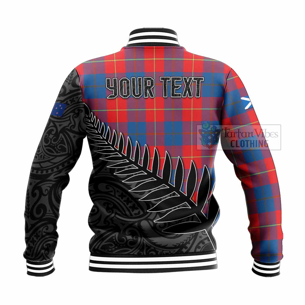 Tartan Vibes Clothing Blane Crest Tartan Baseball Jacket with New Zealand Silver Fern Half Style