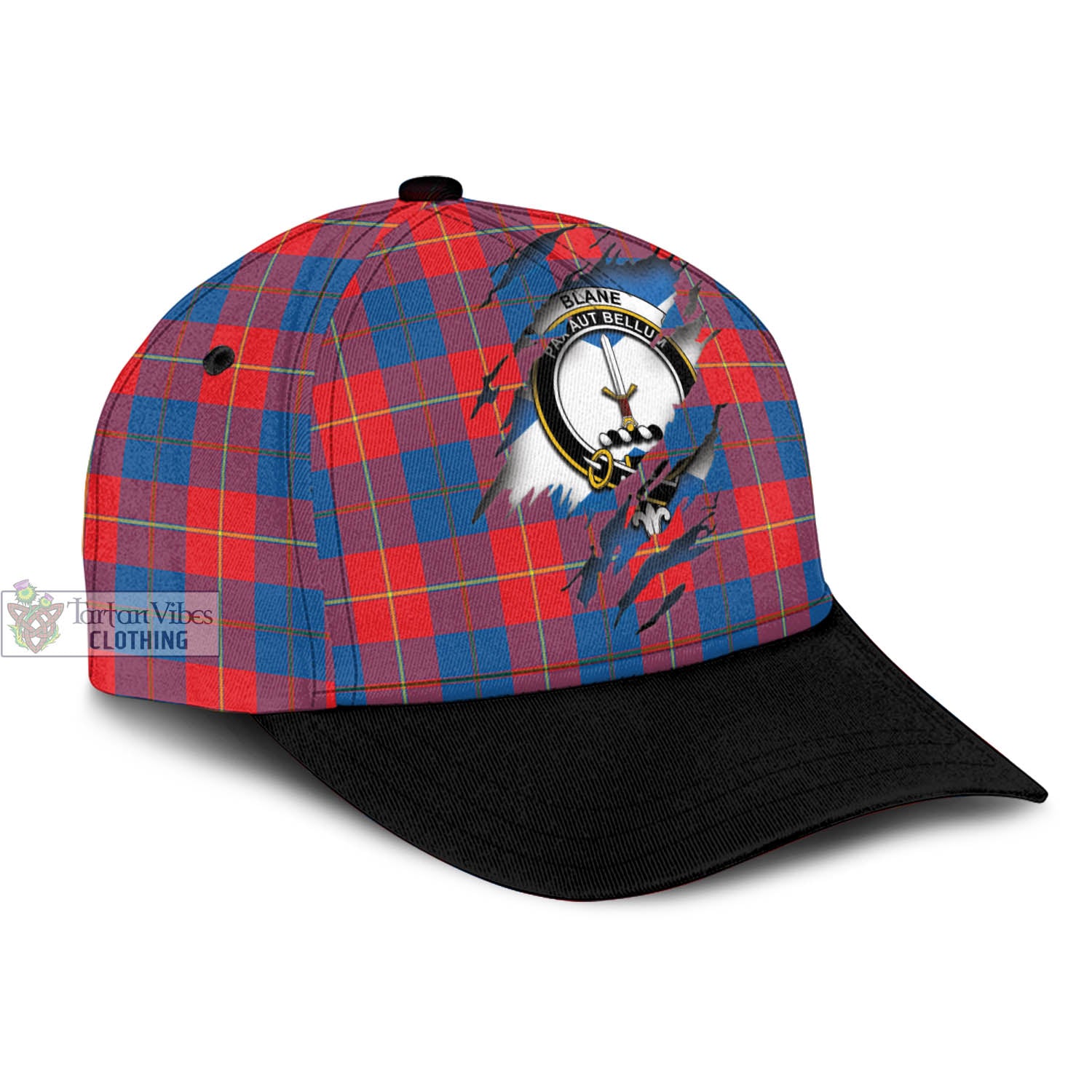 Tartan Vibes Clothing Blane Tartan Classic Cap with Family Crest In Me Style