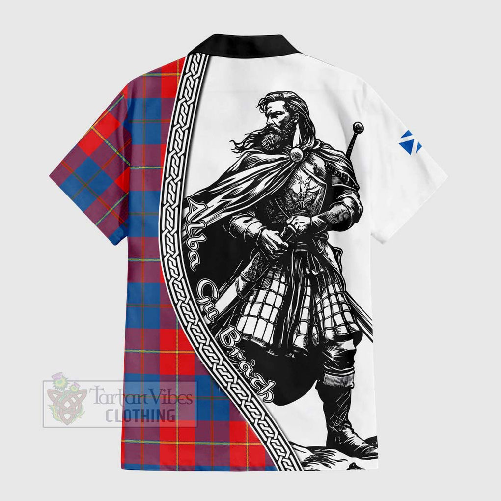 Tartan Vibes Clothing Blane Tartan Clan Crest Short Sleeve Button Shirt with Highlander Warrior Celtic Style