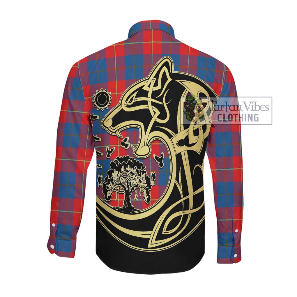 Blane Tartan Long Sleeve Button Shirt with Family Crest Celtic Wolf Style Men's Shirt - Tartan Vibes Clothing