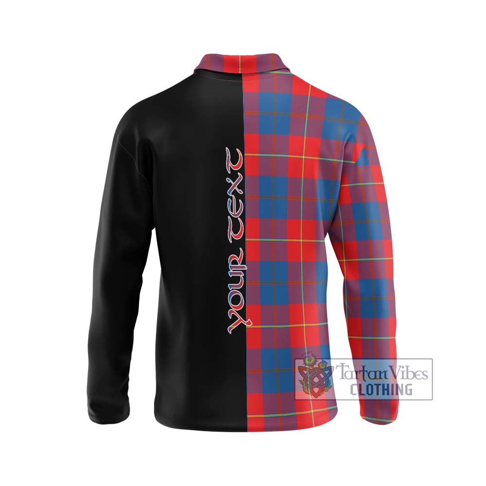 Blane Tartan Long Sleeve Polo Shirt with Family Crest and Half Of Me Style - Tartanvibesclothing Shop