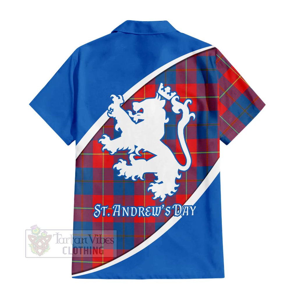 Tartan Vibes Clothing Blane Family Crest Tartan Short Sleeve Button Shirt Celebrate Saint Andrew's Day in Style