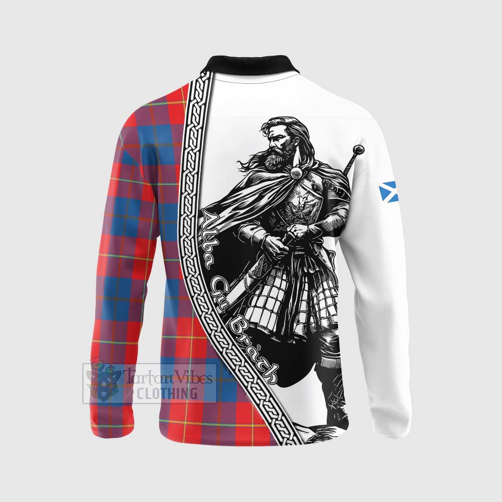 Tartan Vibes Clothing Blane Tartan Clan Crest Long Sleeve Polo Shirt with Highlander Warrior Celtic Style