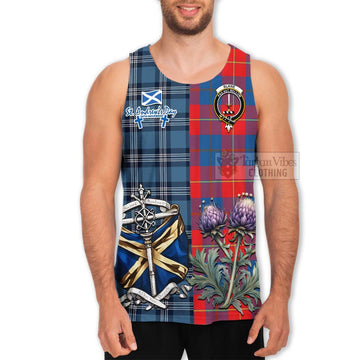 Blane Tartan Men's Tank Top Happy St. Andrew's Day Half Tartan Style - Tartan Vibes Clothing