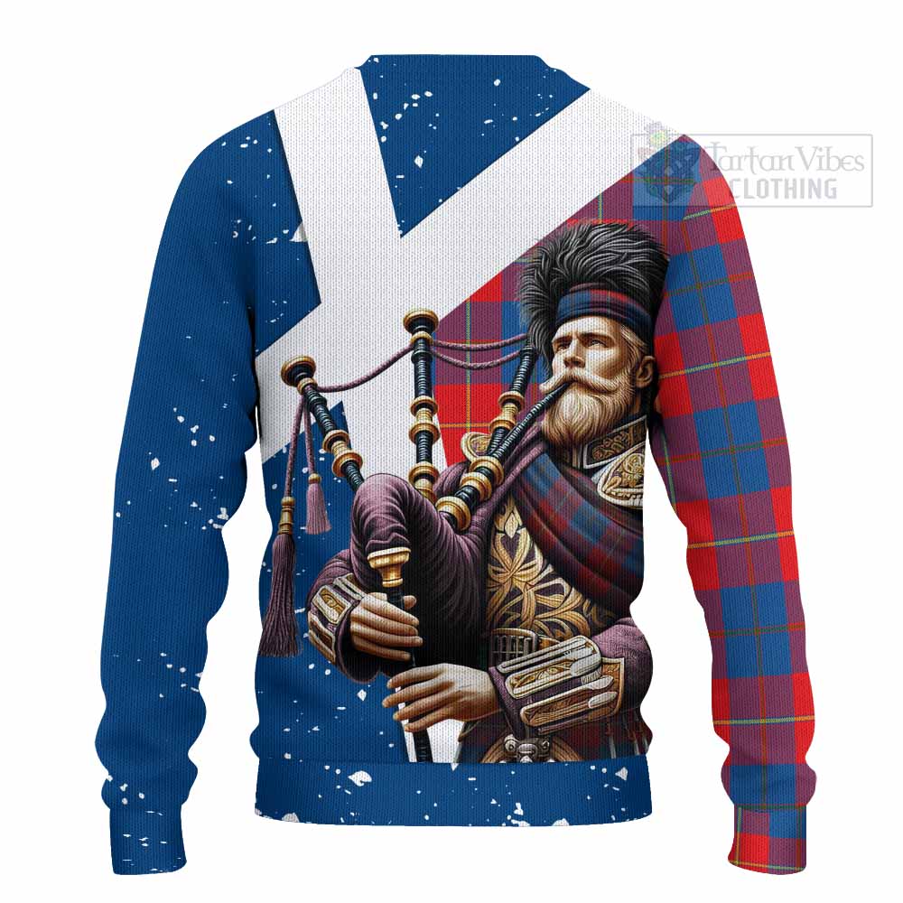 Tartan Vibes Clothing Blane Tartan Knitted Sweater with Family Crest Scottish Bagpiper Vibes