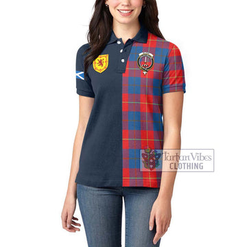 Blane Tartan Women's Polo Shirt Alba with Scottish Lion Royal Arm Half Style