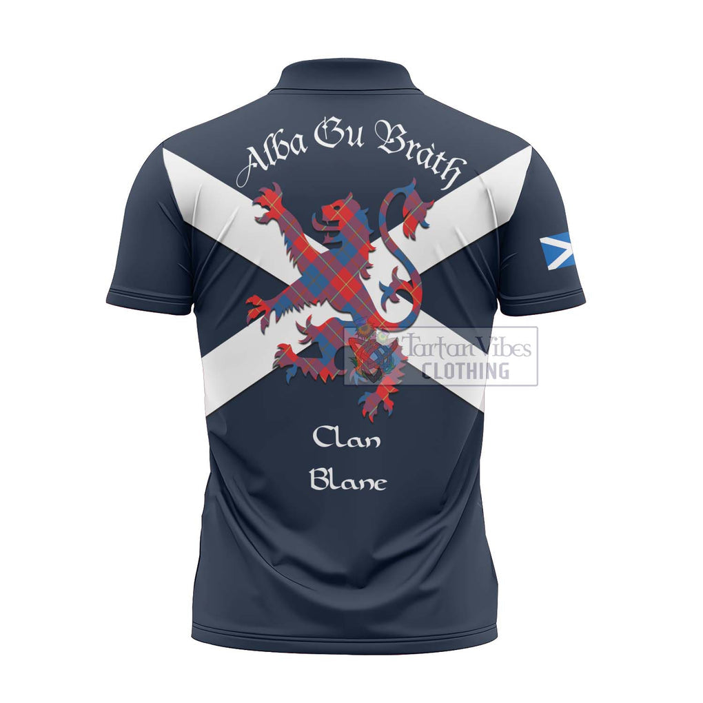 Tartan Vibes Clothing Blane Tartan Lion Rampant Zipper Polo Shirt – Proudly Display Your Heritage with Alba Gu Brath and Clan Name