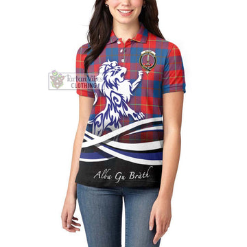 Blane Tartan Women's Polo Shirt with Alba Gu Brath Regal Lion Emblem