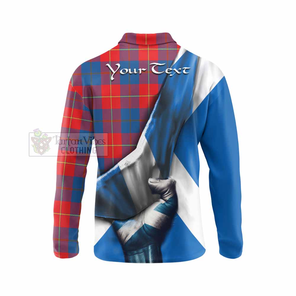 Tartan Vibes Clothing Blane Tartan Long Sleeve Polo Shirt with Family Crest Scotland Patriotic Style