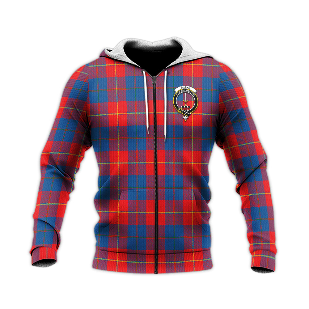 Blane Tartan Knitted Hoodie with Family Crest Unisex Knitted Zip Hoodie - Tartanvibesclothing