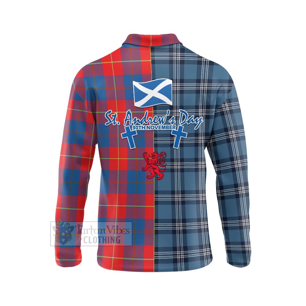 Tartan Vibes Clothing Blane Tartan Long Sleeve Polo Shirt Happy St. Andrew's Day Half Tartan Style