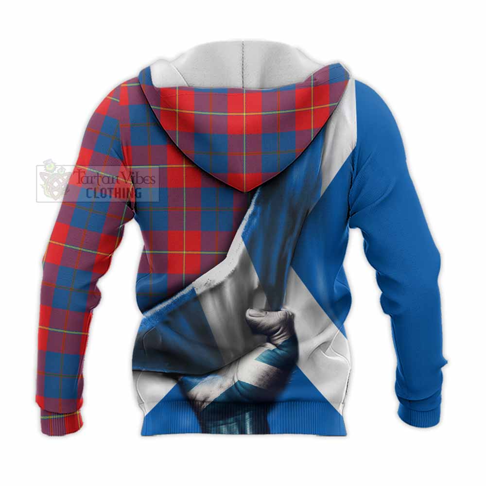 Tartan Vibes Clothing Blane Tartan Knitted Hoodie with Family Crest Scotland Patriotic Style