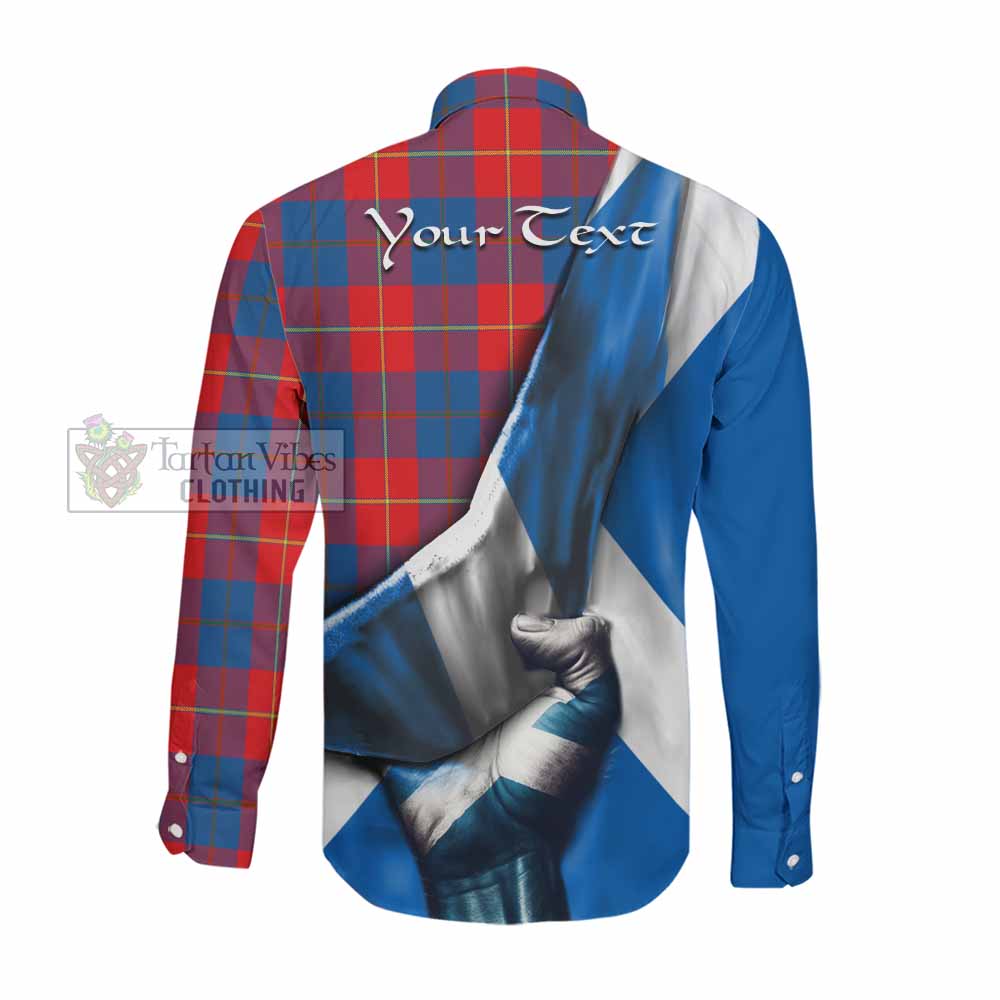 Tartan Vibes Clothing Blane Tartan Long Sleeve Button Shirt with Family Crest Scotland Patriotic Style