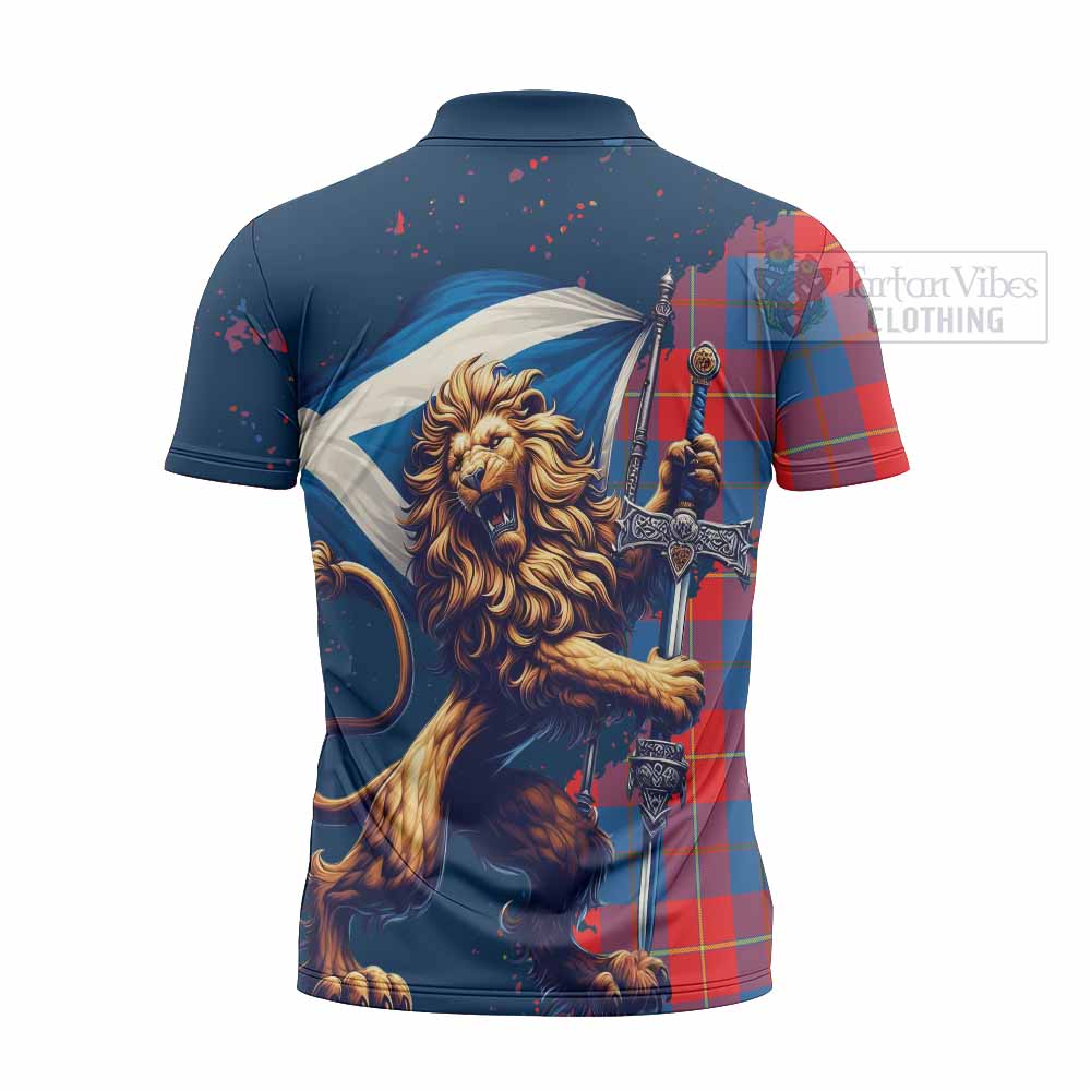 Tartan Vibes Clothing Blane Tartan Family Crest Zipper Polo Shirt with Scottish Majestic Lion