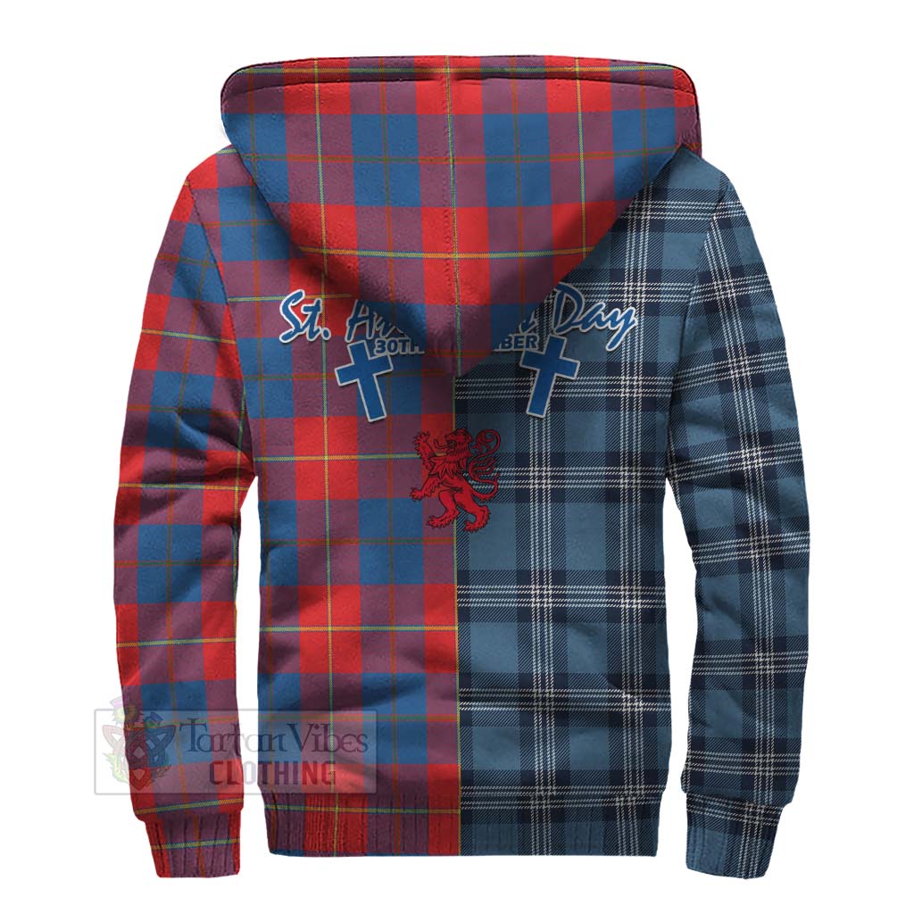 Tartan Vibes Clothing Blane Tartan Sherpa Hoodie Happy St. Andrew's Day Half Tartan Style