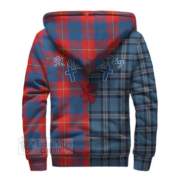 Blane Tartan Sherpa Hoodie Happy St. Andrew's Day Half Tartan Style