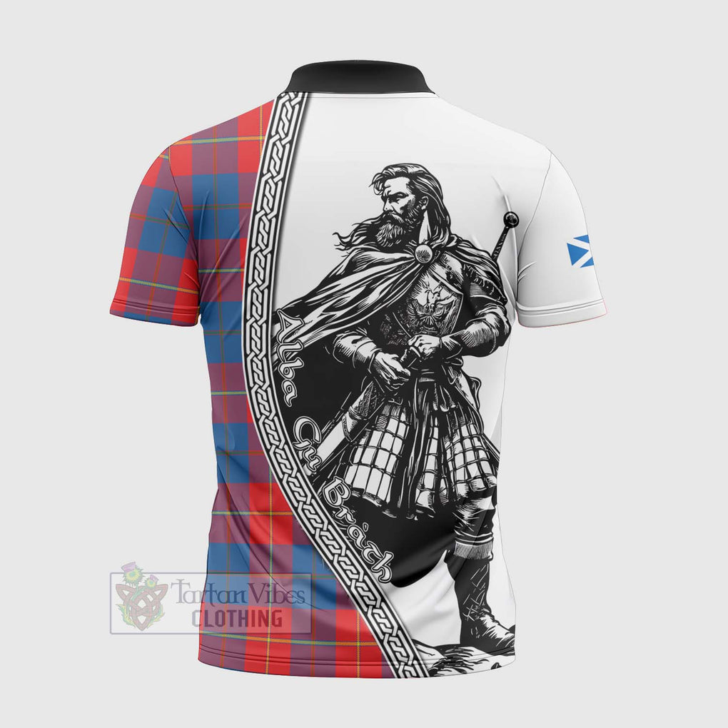 Tartan Vibes Clothing Blane Tartan Clan Crest Zipper Polo Shirt with Highlander Warrior Celtic Style