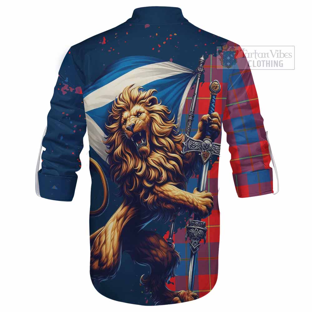 Tartan Vibes Clothing Blane Tartan Family Crest Ghillie Kilt Shirt with Scottish Majestic Lion