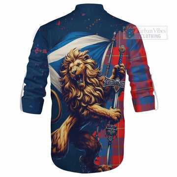 Blane Tartan Family Crest Ghillie Kilt Shirt with Scottish Majestic Lion