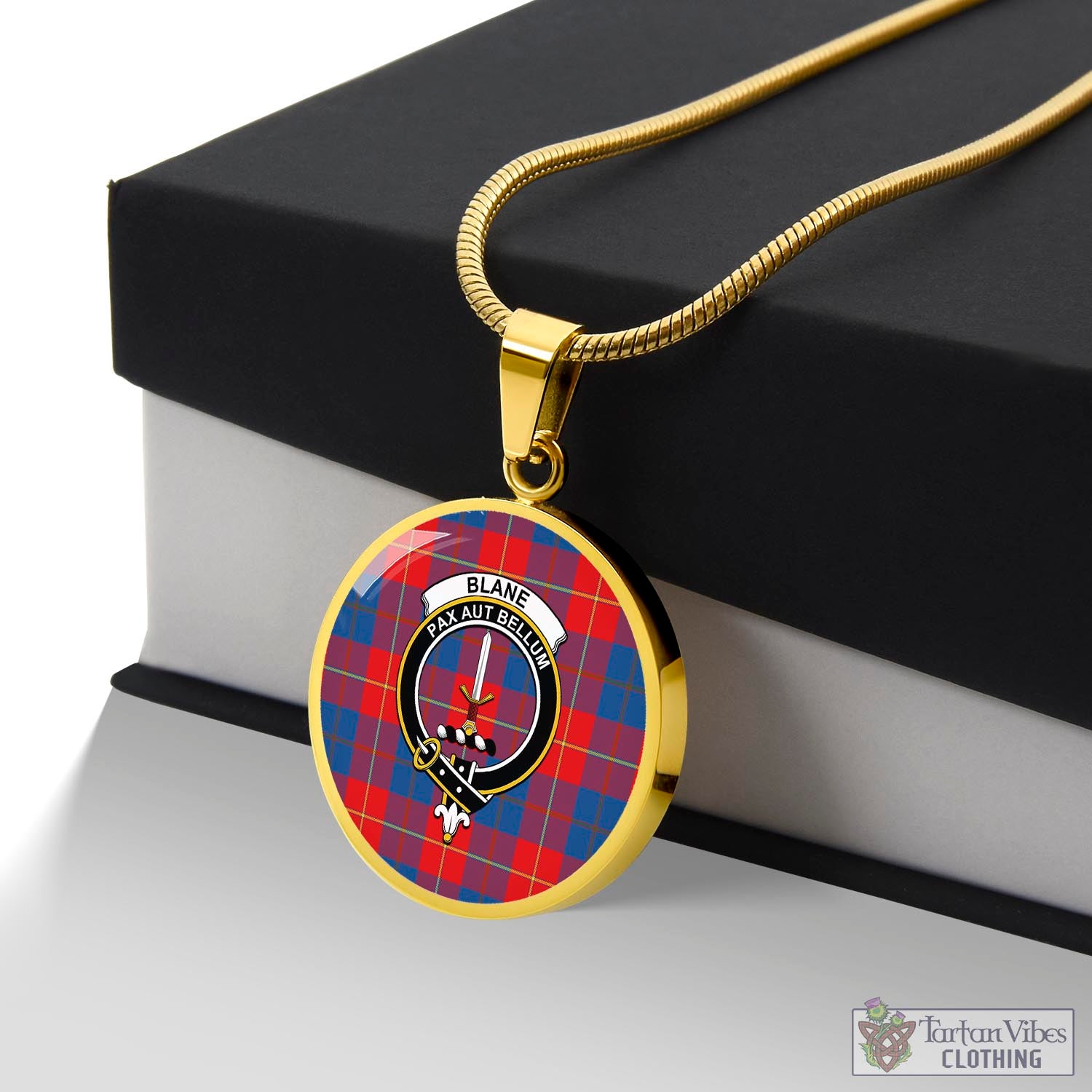 Tartan Vibes Clothing Blane Tartan Circle Necklace with Family Crest