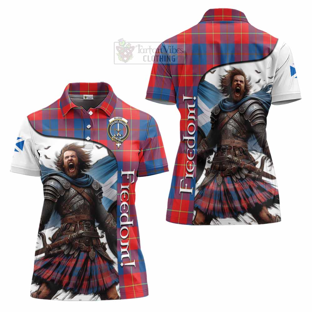 Tartan Vibes Clothing Blane Crest Tartan Women's Polo Shirt Inspired by the Freedom of Scottish Warrior