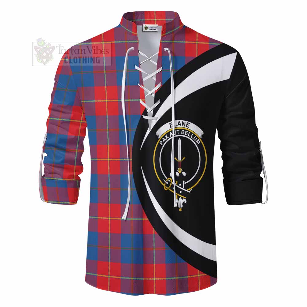 Tartan Vibes Clothing Blane Tartan Ghillie Kilt Shirt with Family Crest Circle Style