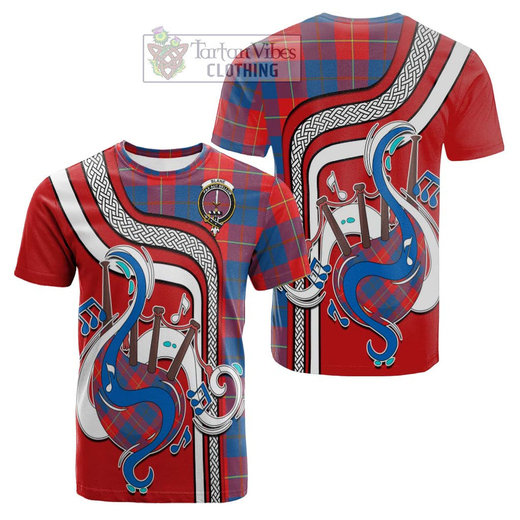 Tartan Vibes Clothing Blane Tartan Cotton T-shirt with Epic Bagpipe Style