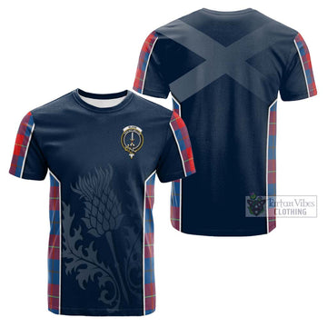 Blane Tartan Cotton T-shirt with Family Crest and Scottish Thistle Vibes Sport Style