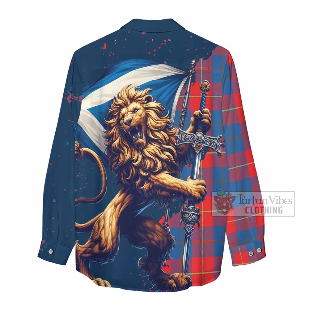 Tartan Vibes Clothing Blane Tartan Family Crest Women's Casual Shirt with Scottish Majestic Lion