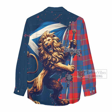 Blane Tartan Family Crest Women's Casual Shirt with Scottish Majestic Lion