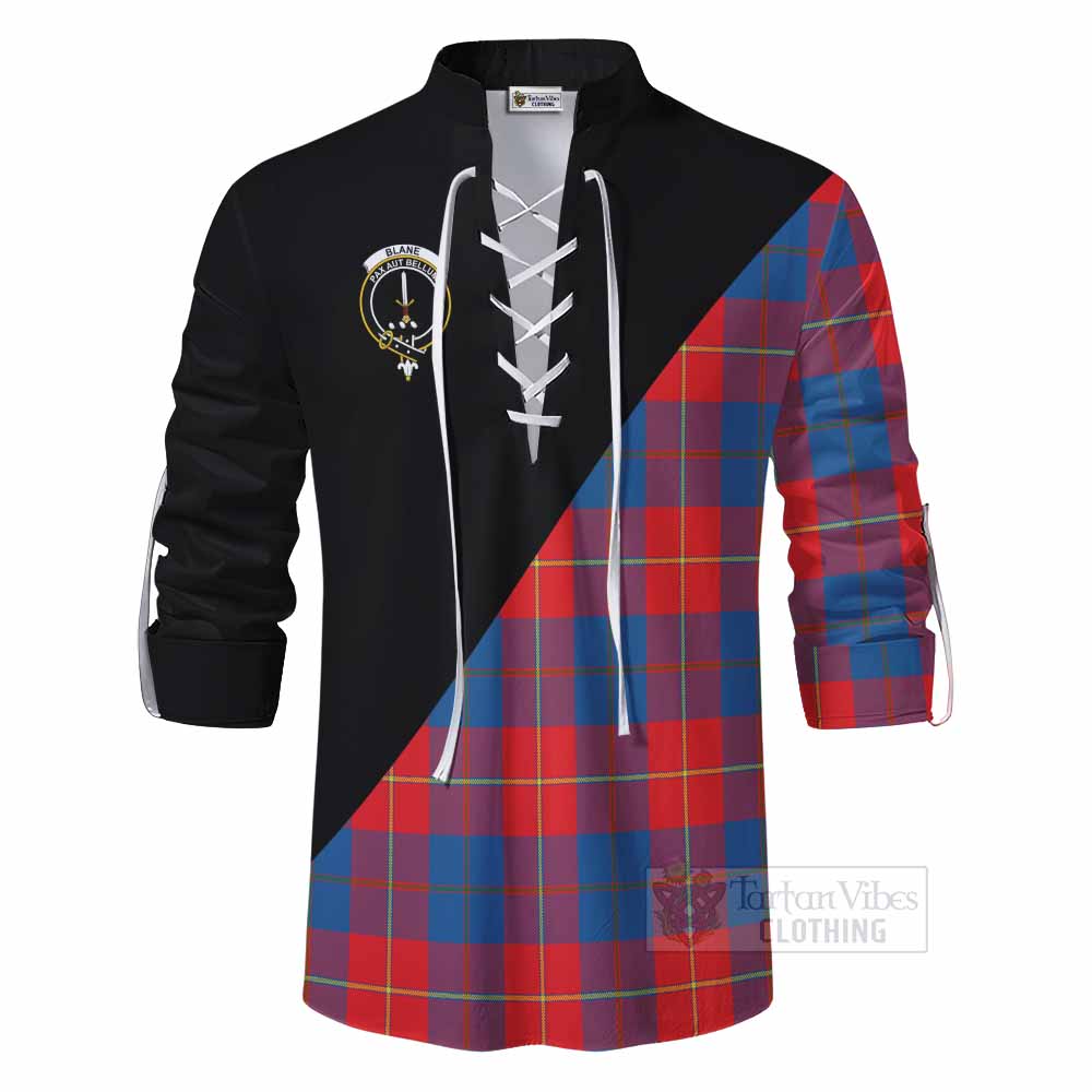 Tartan Vibes Clothing Blane Tartan Ghillie Kilt Shirt with Family Crest and Military Logo Style