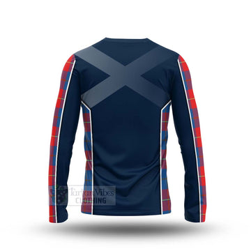 Blane Tartan Long Sleeve T-Shirt with Family Crest and Scottish Thistle Vibes Sport Style