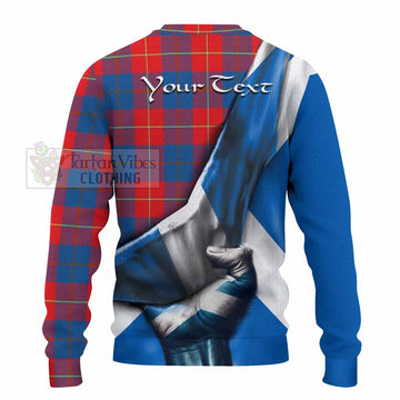 Blane Tartan Knitted Sweater with Family Crest Scotland Patriotic Style