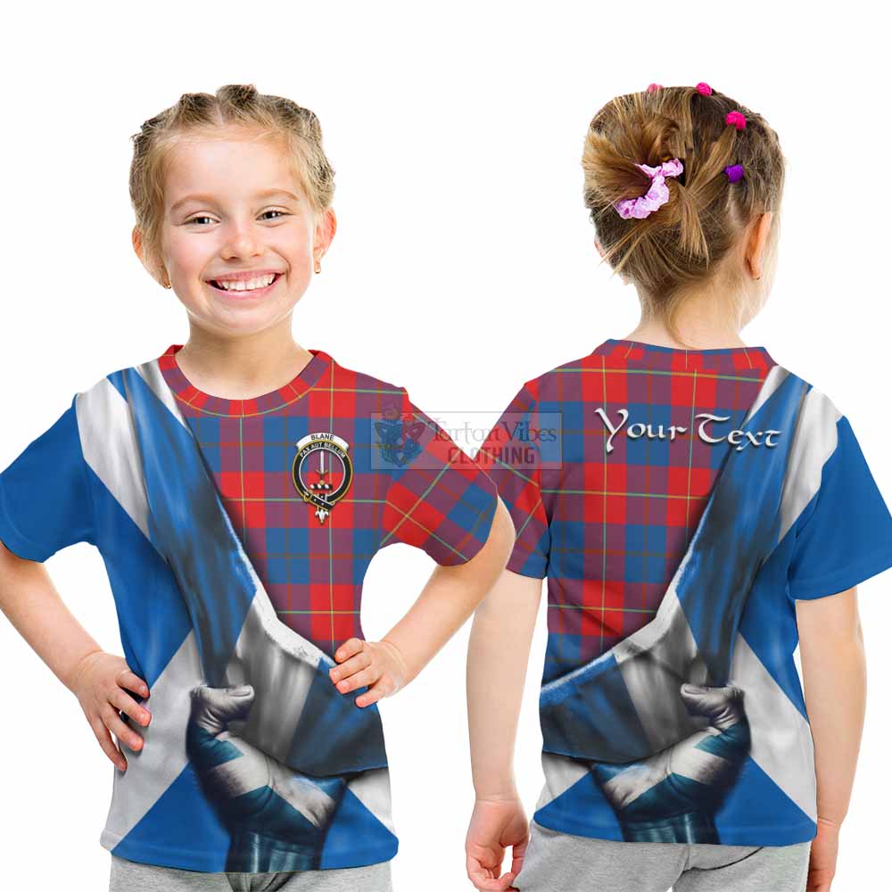 Tartan Vibes Clothing Blane Tartan Kid T-Shirt with Family Crest Scotland Patriotic Style