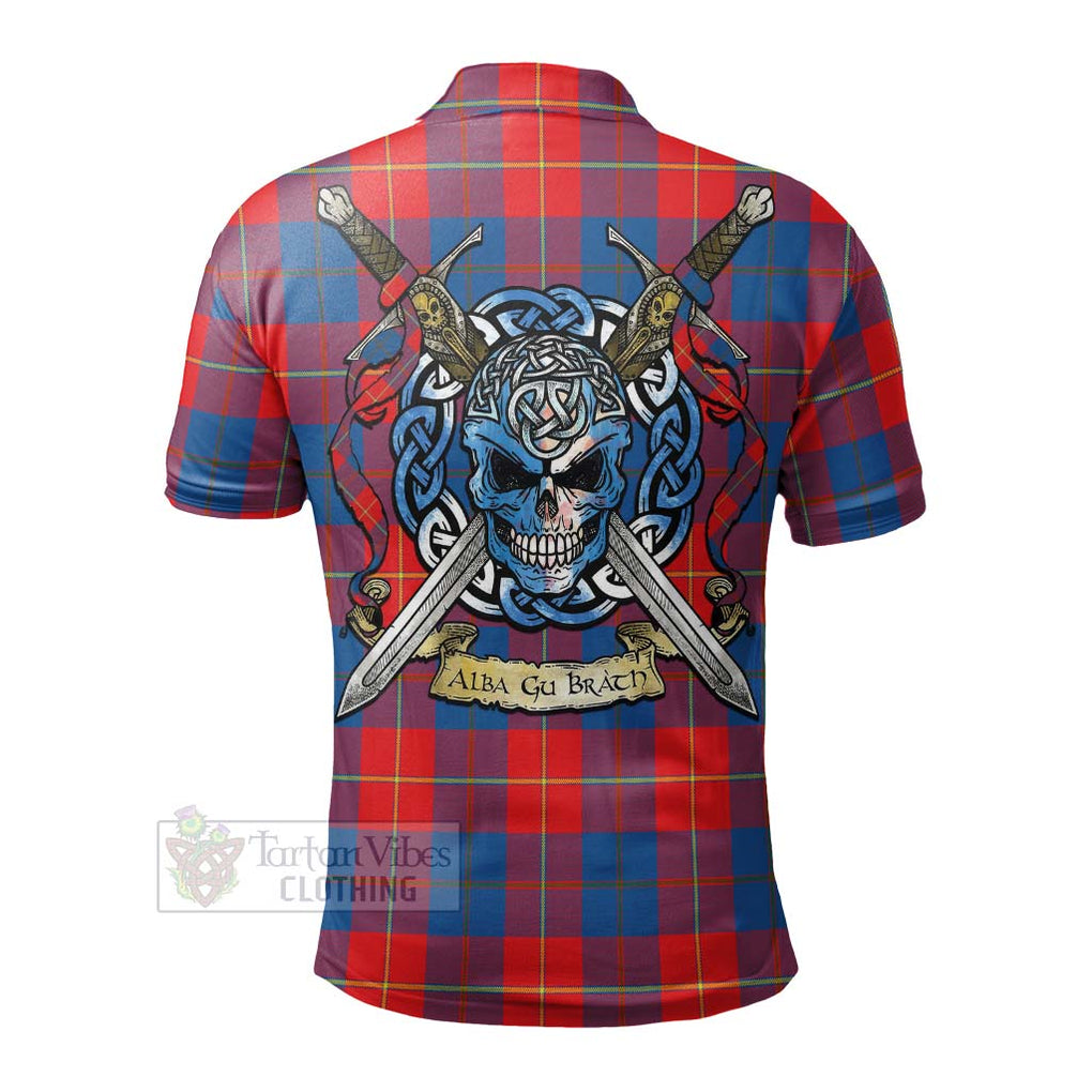 Tartan Vibes Clothing Blane Tartan Polo Shirt with Family Crest Celtic Skull Style