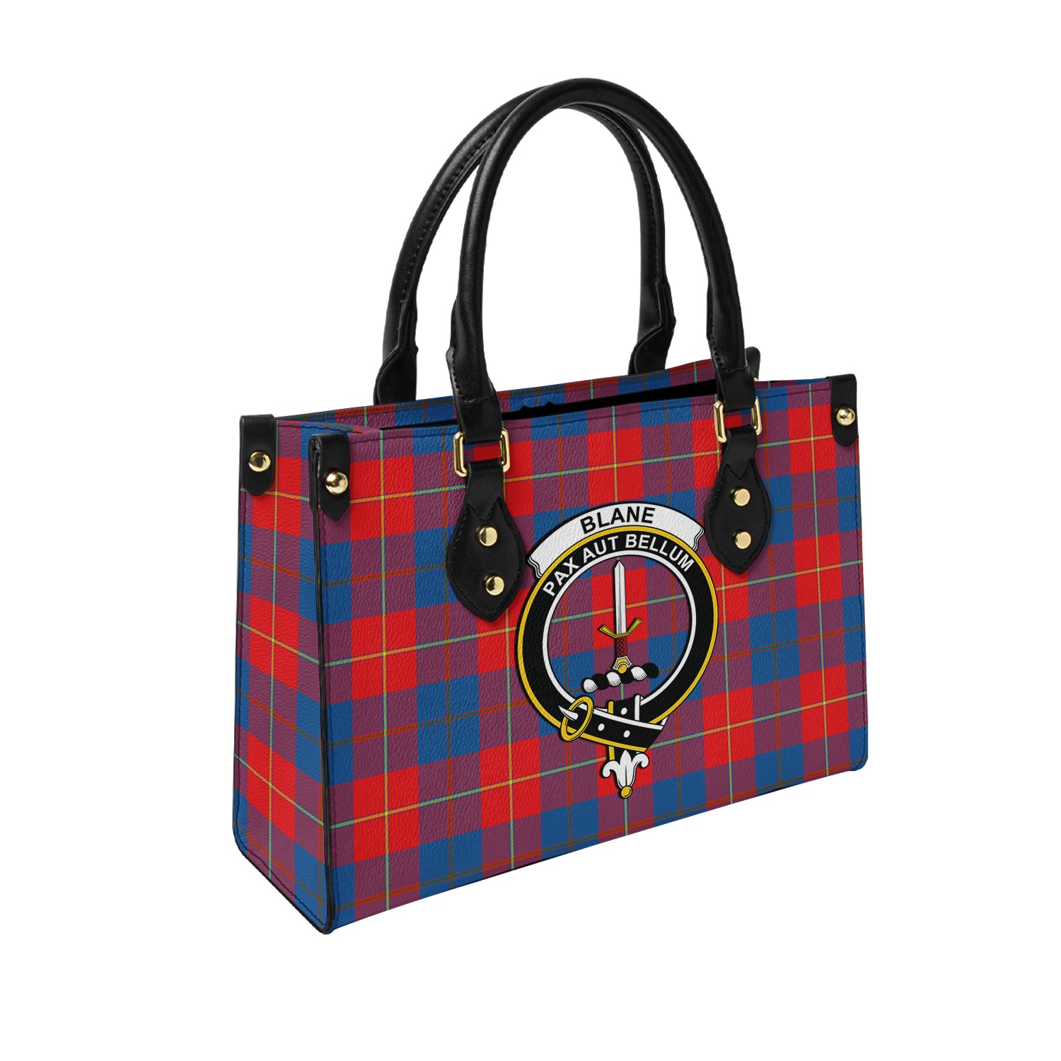 Blane Tartan Leather Bag with Family Crest - Tartanvibesclothing