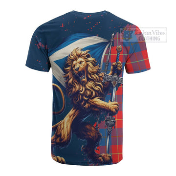 Blane Tartan Family Crest Cotton T-shirt with Scottish Majestic Lion