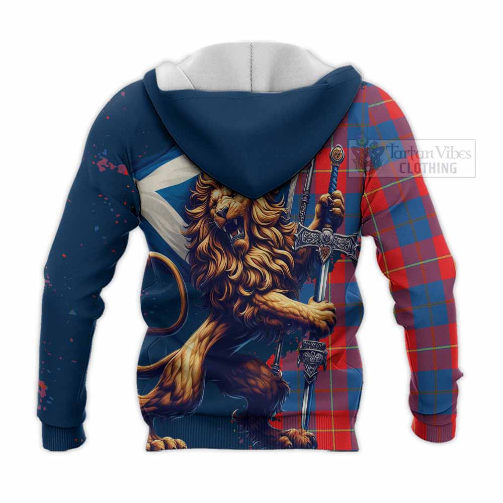 Tartan Vibes Clothing Blane Tartan Family Crest Knitted Hoodie with Scottish Majestic Lion