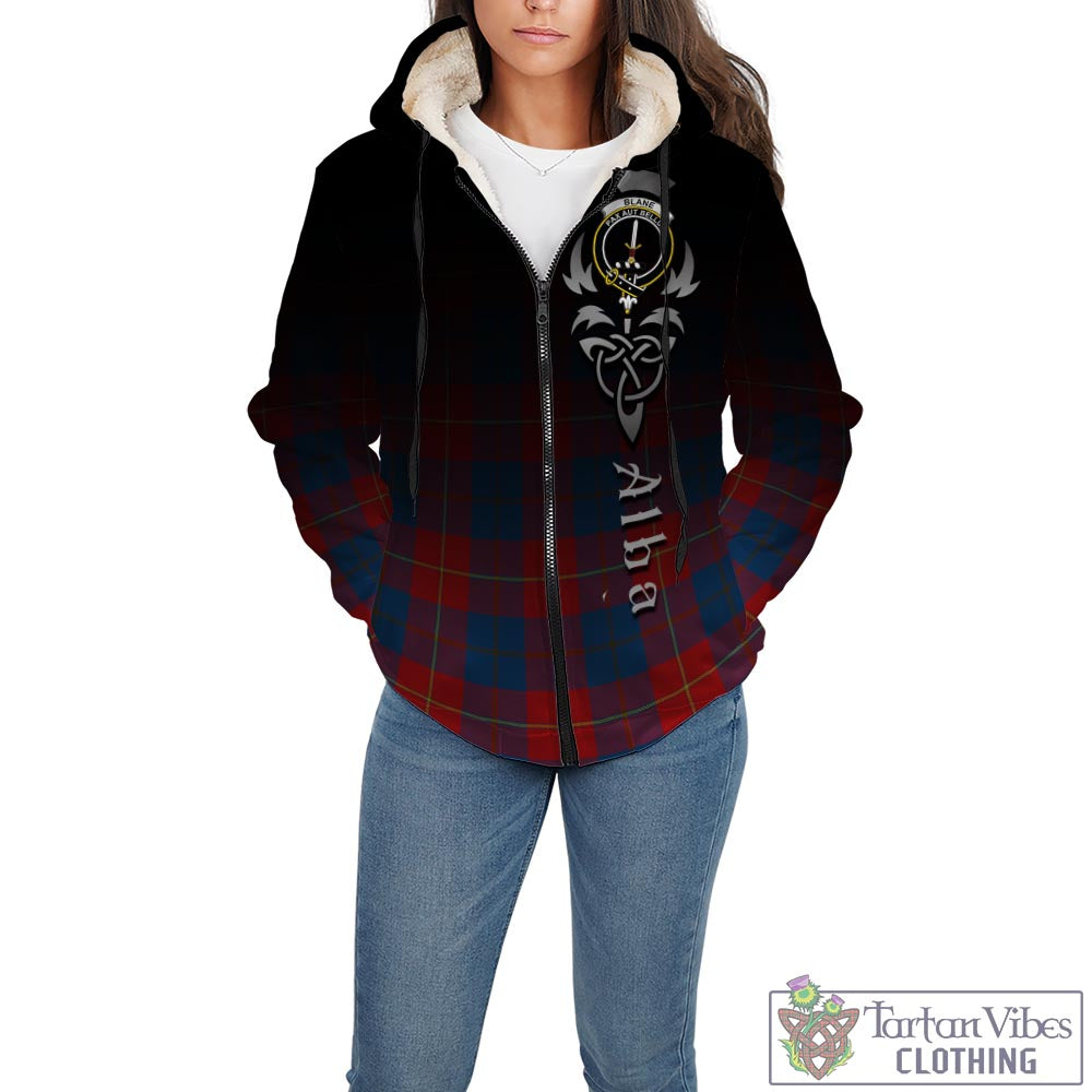 Tartan Vibes Clothing Blane Tartan Sherpa Hoodie Featuring Alba Gu Brath Family Crest Celtic Inspired