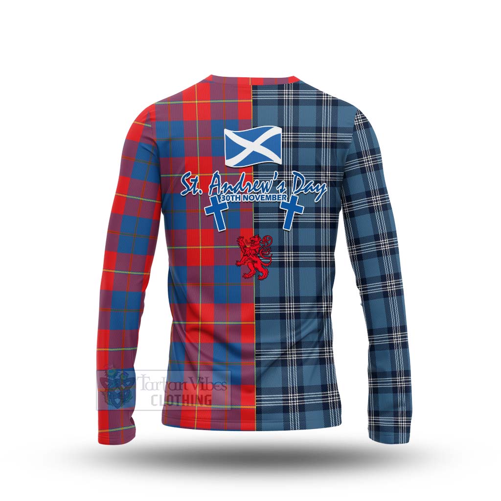 Tartan Vibes Clothing Blane Tartan Long Sleeve T-Shirt Happy St. Andrew's Day Half Tartan Style